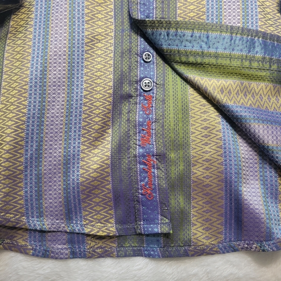Robert Graham Limited Edition Mens Large Geometric Stripe Purple Silk 268/540 - Picture 6 of 12